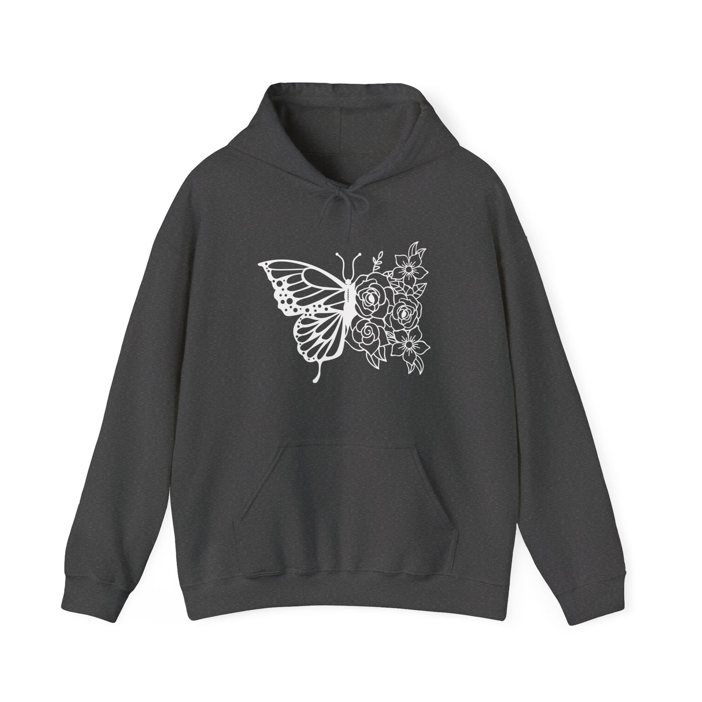 Butterfly and Flowers Hooded Sweatshirt