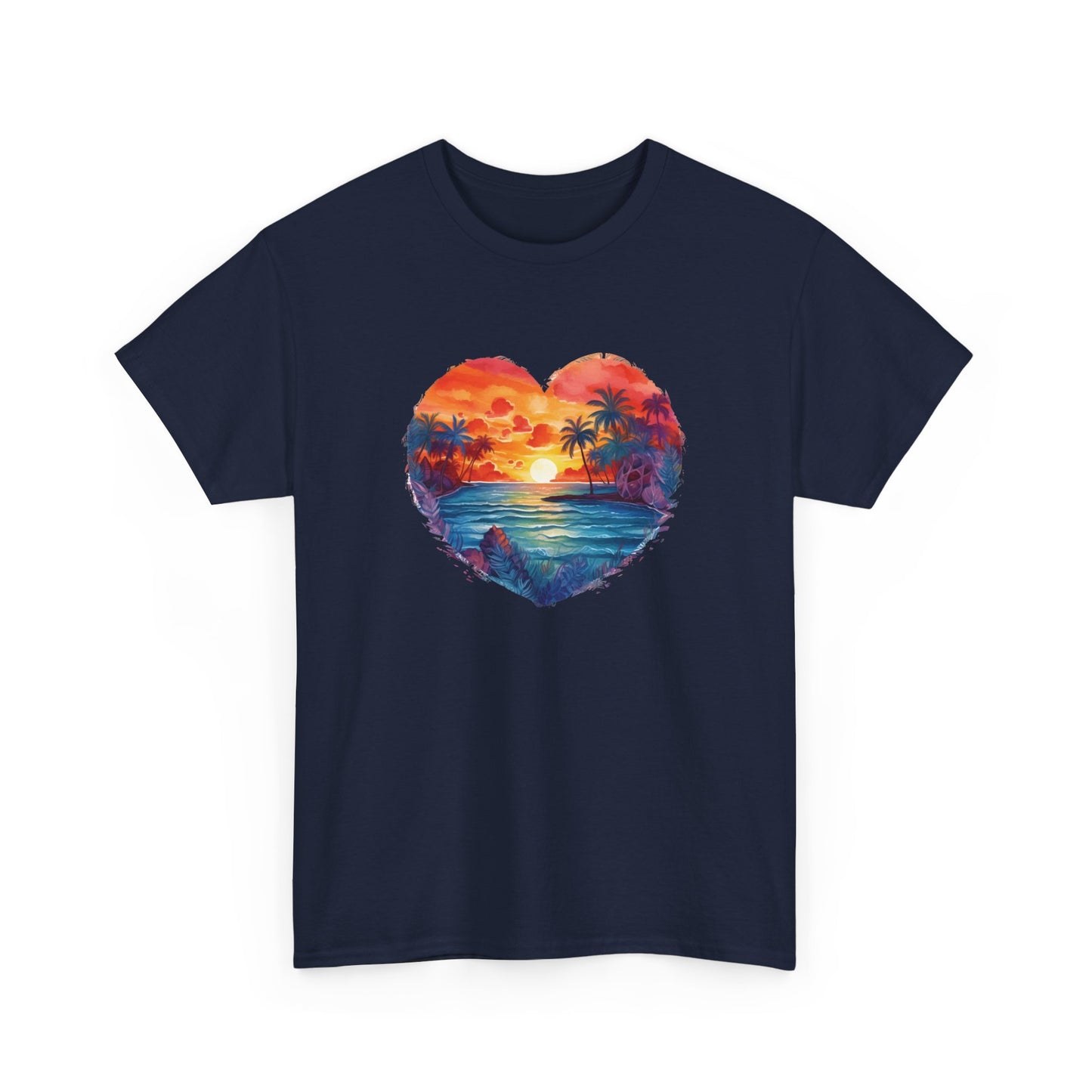 Painted Sunset Beach Heart Short Sleeve Tee