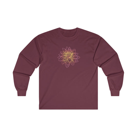 Colorful Lotus Outline Long Sleeve Tee