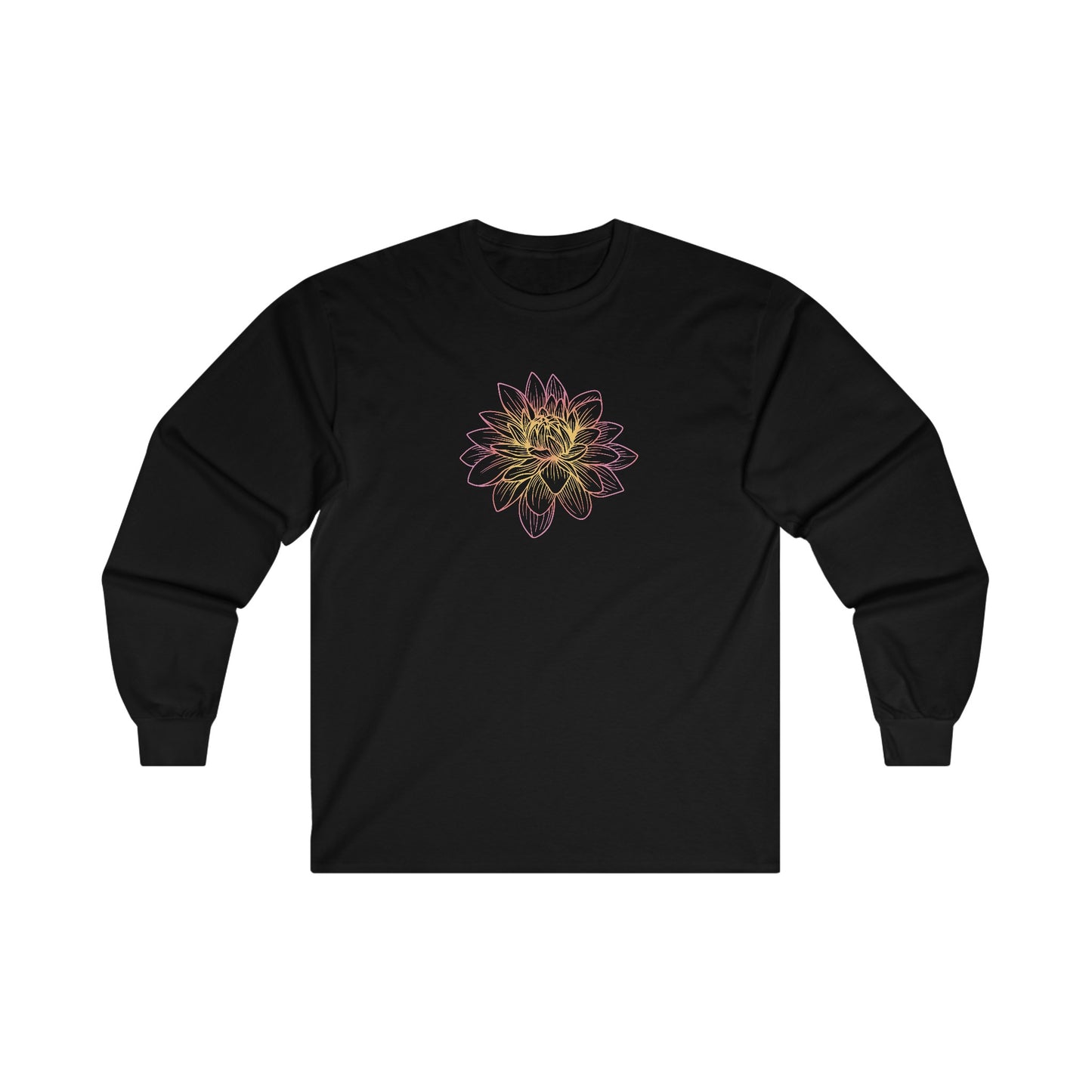 Colorful Lotus Outline Long Sleeve Tee