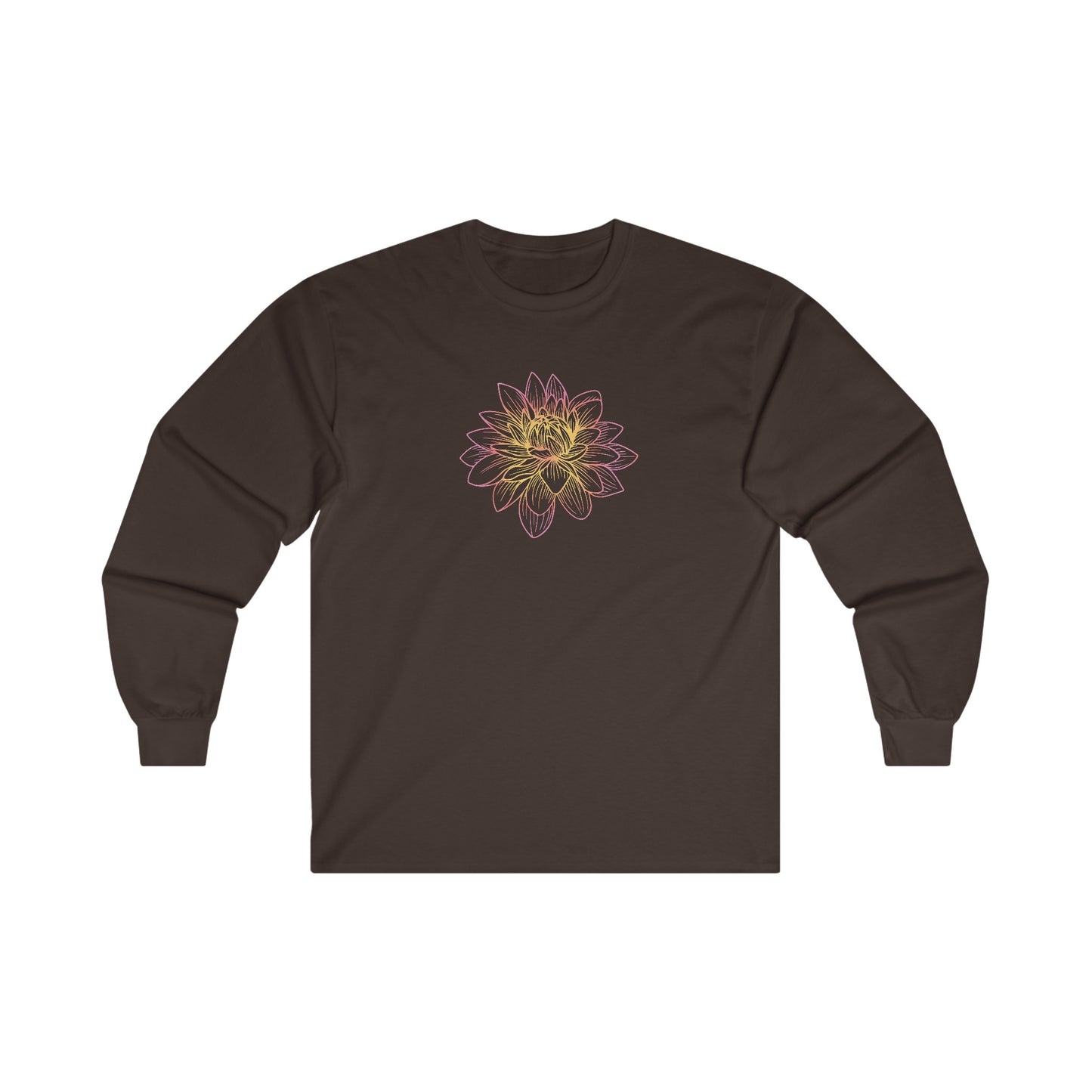 Colorful Lotus Outline Long Sleeve Tee