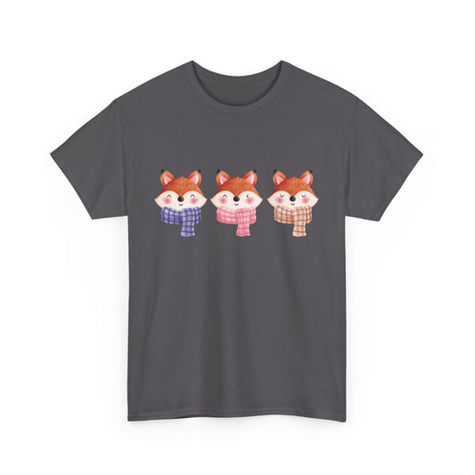 Cute Foxes in Scarves Short Sleeve Tee