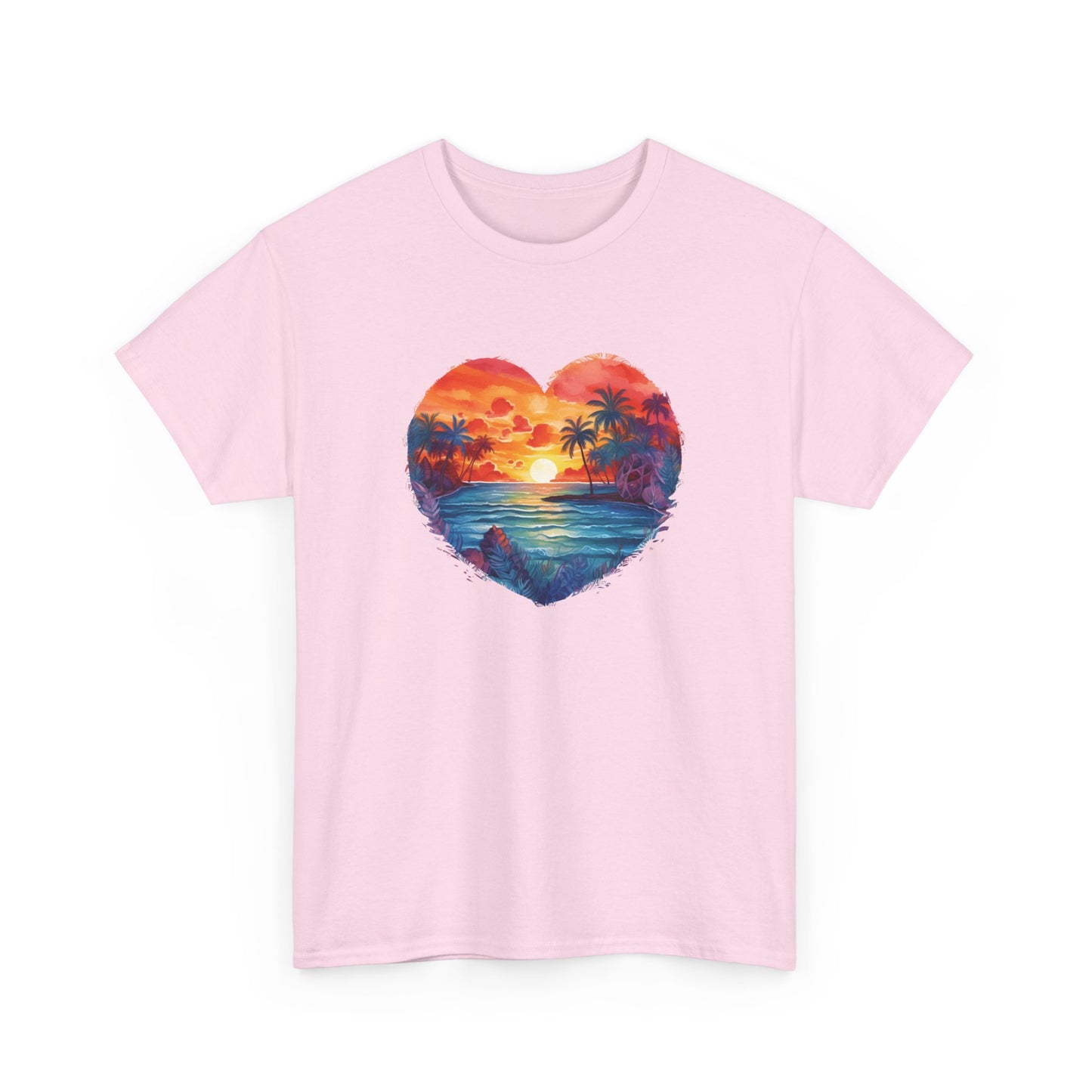 Painted Sunset Beach Heart Short Sleeve Tee