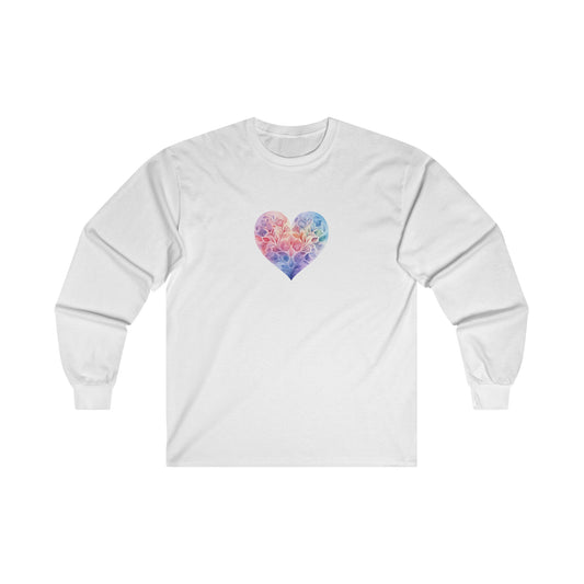 Watercolor Heart Long Sleeve Tee 006