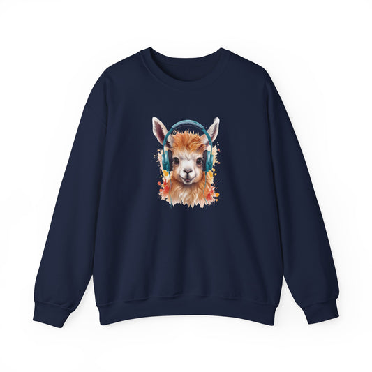 Llama with Headphones Sweatshirt