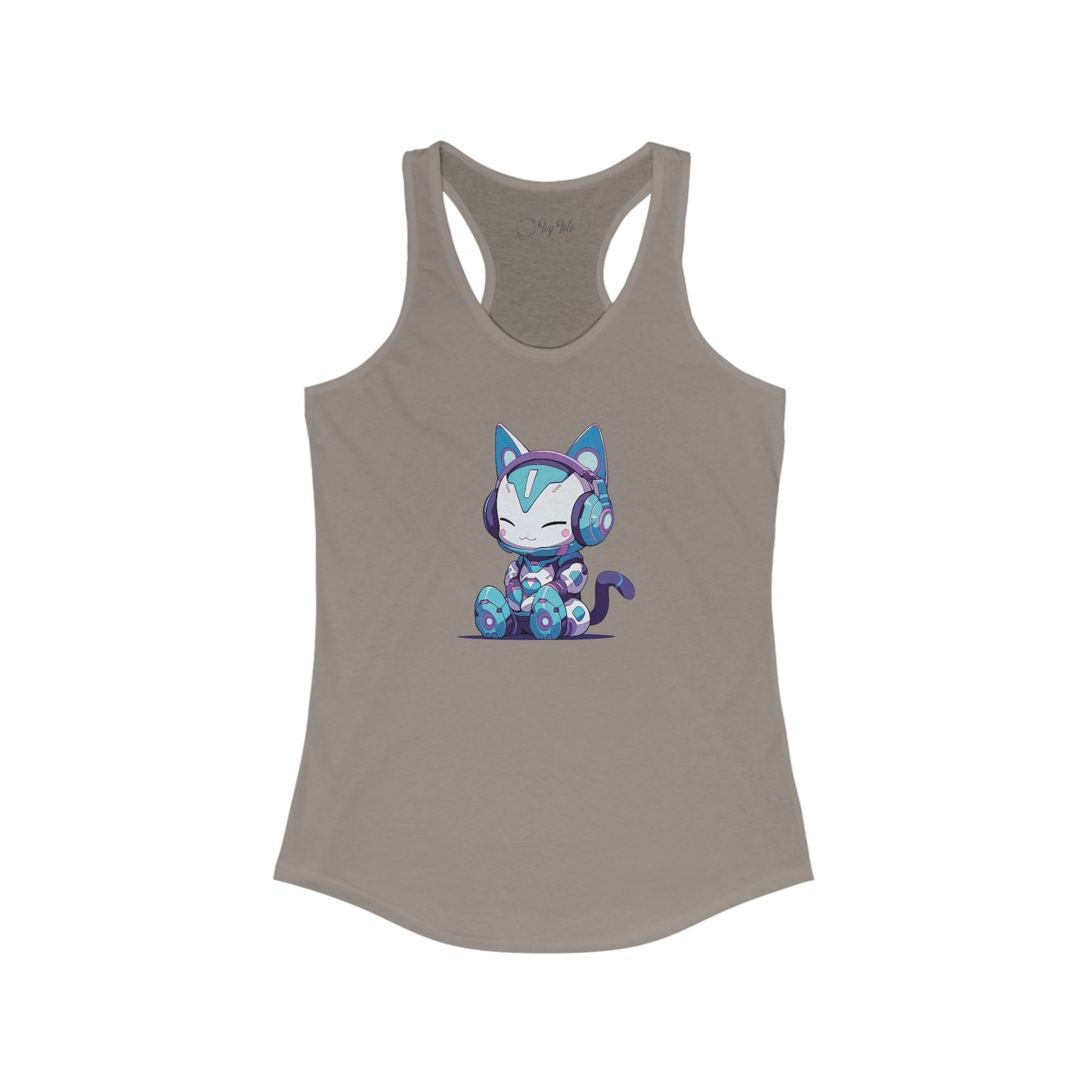 Futuristic Cat with Headphones Racerback Tank