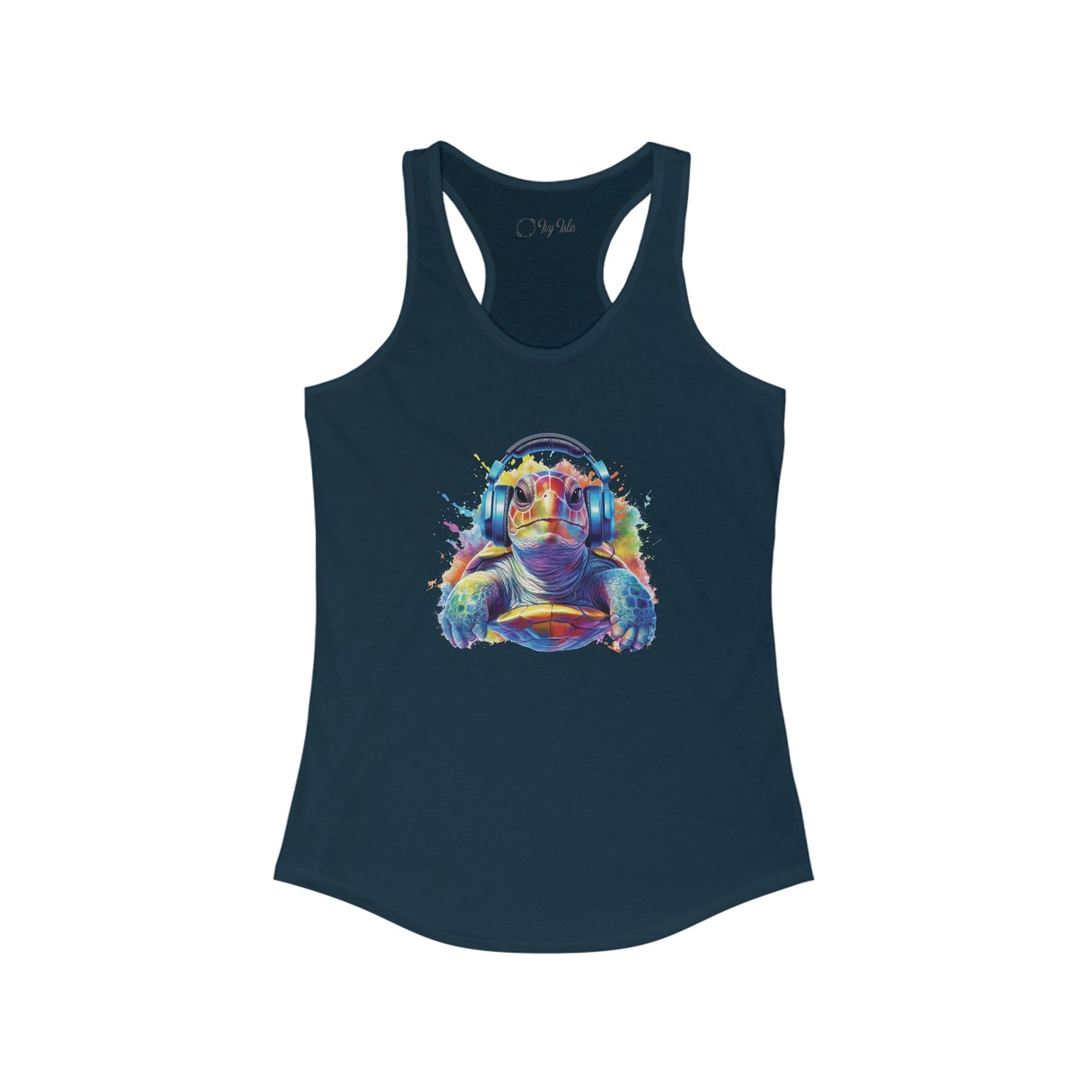 Turtle with Headphones Racerback Tank