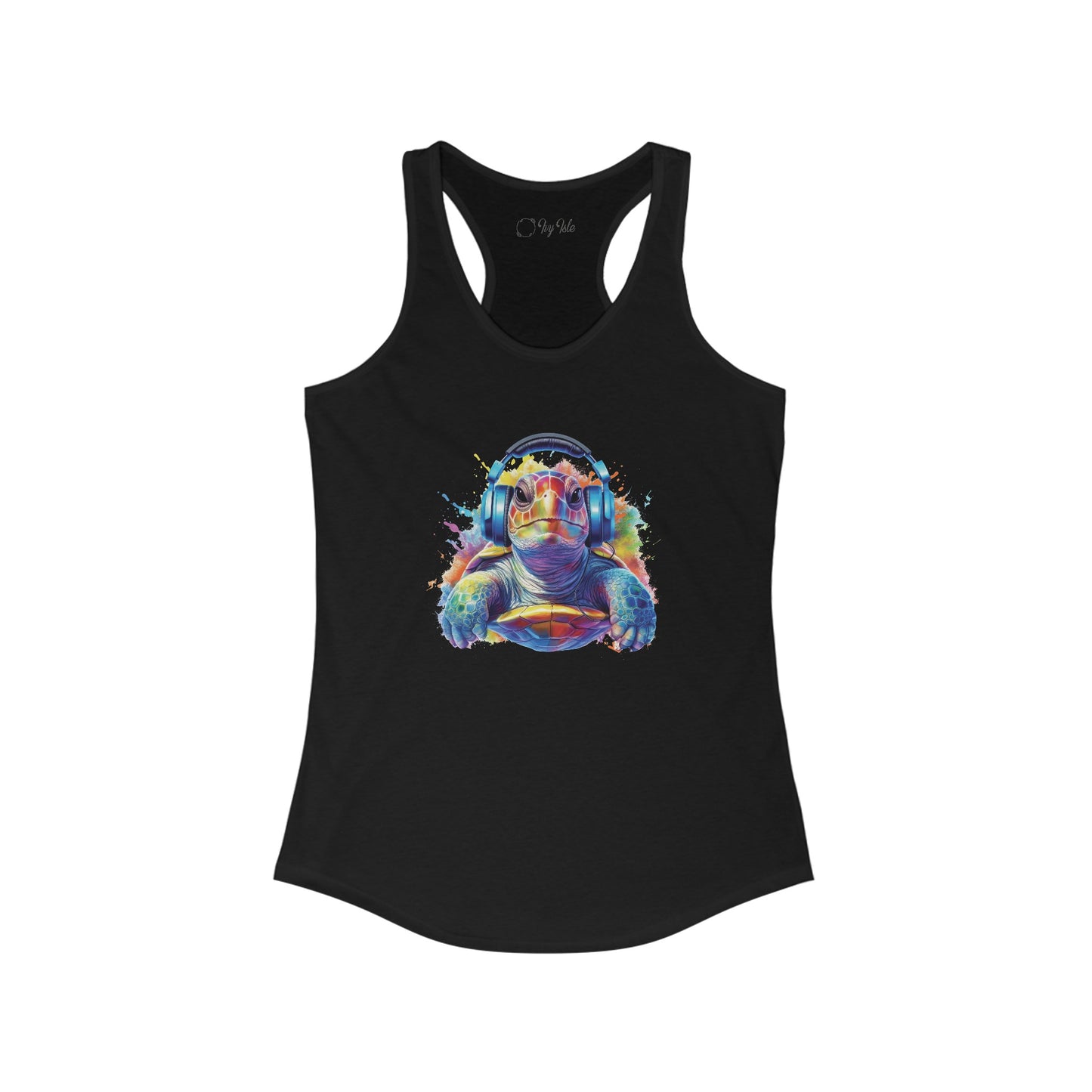 Turtle with Headphones Racerback Tank