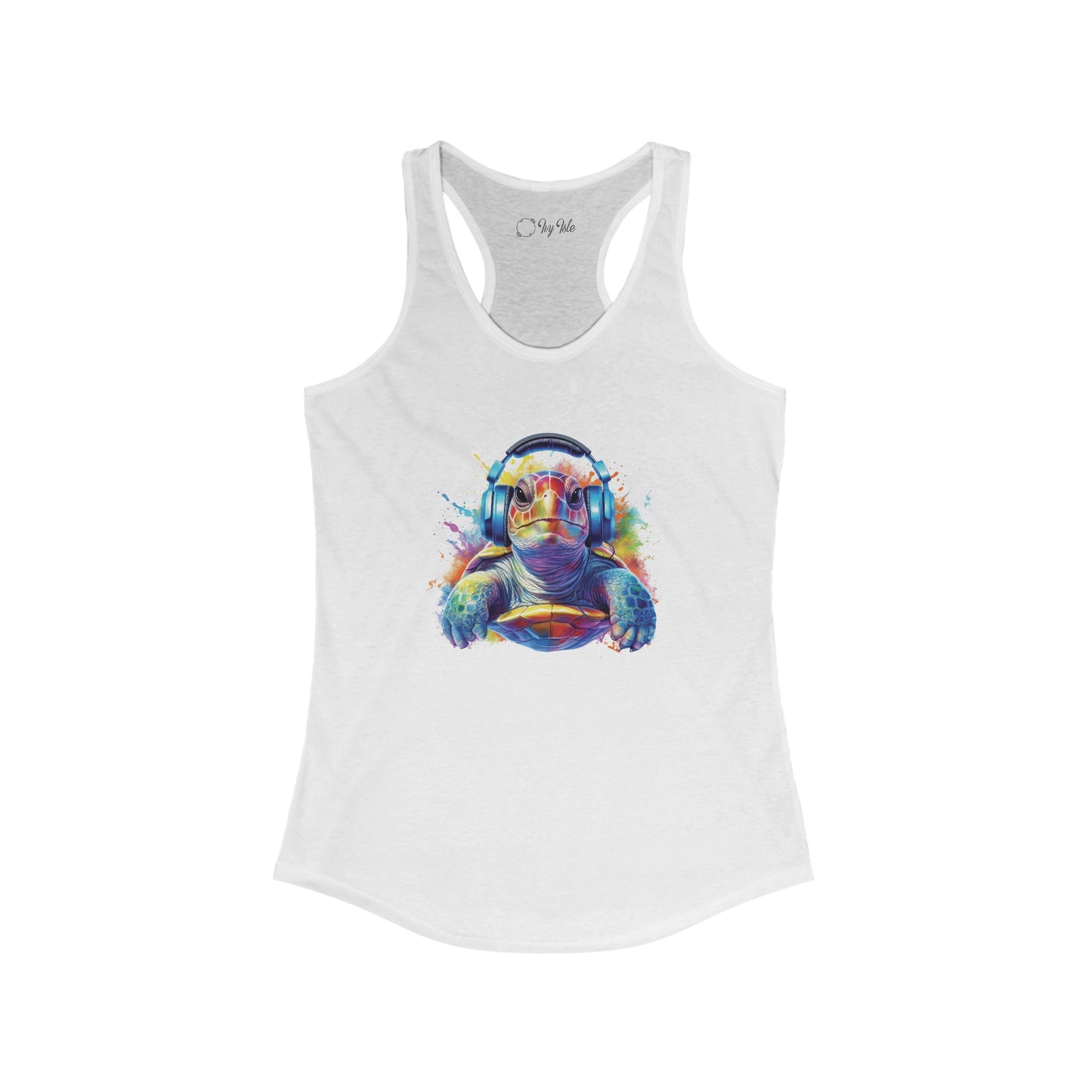 Turtle with Headphones Racerback Tank