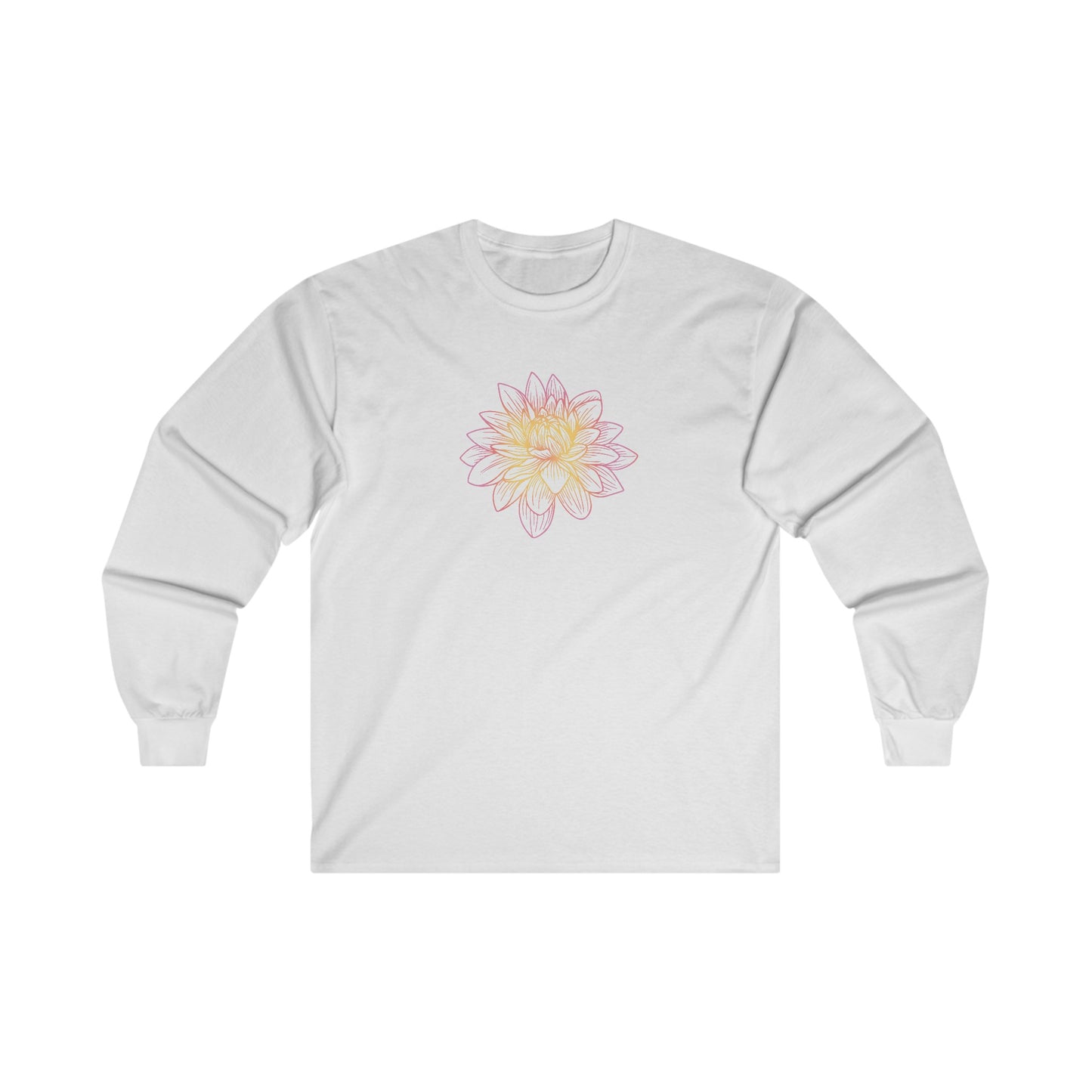 Colorful Lotus Outline Long Sleeve Tee