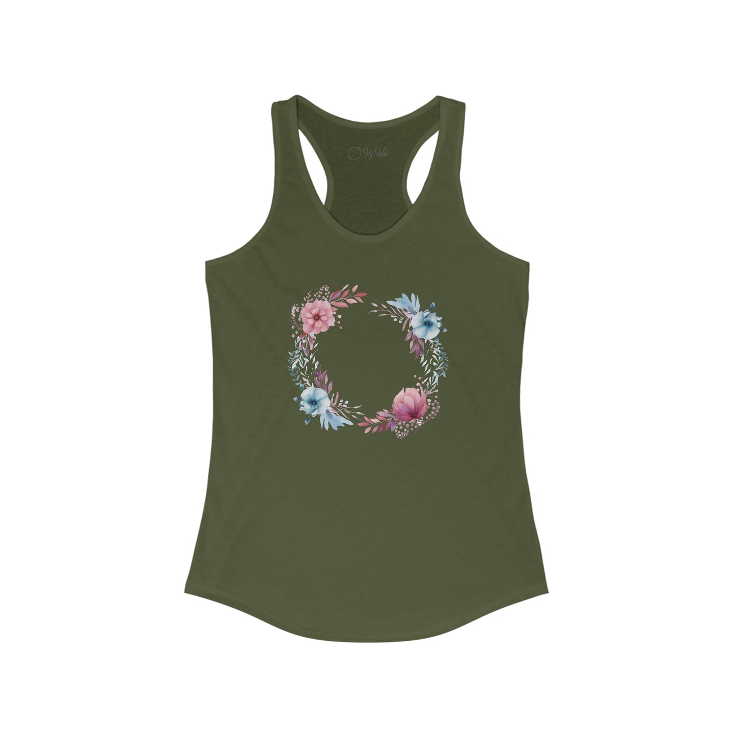 Watercolor Flowers Circle Racerback Tank