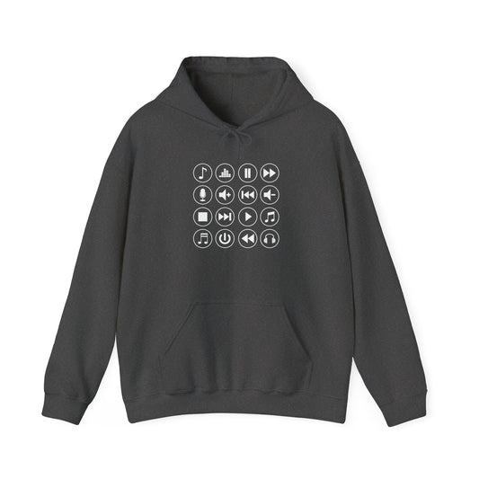 Music Player Symbols Hooded Sweatshirt