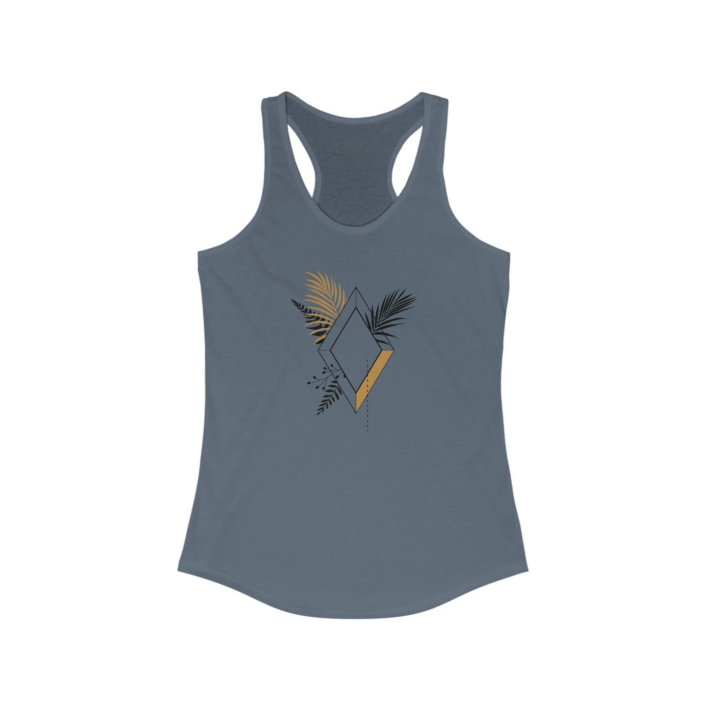 Black and Gold Leafy Diamond Racerback Tank