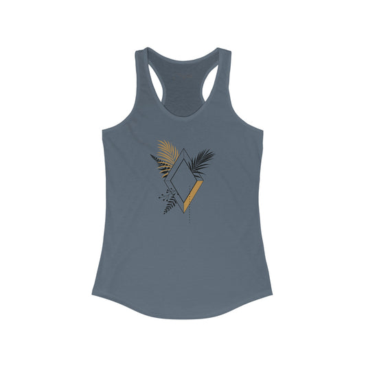Black and Gold Leafy Diamond Racerback Tank
