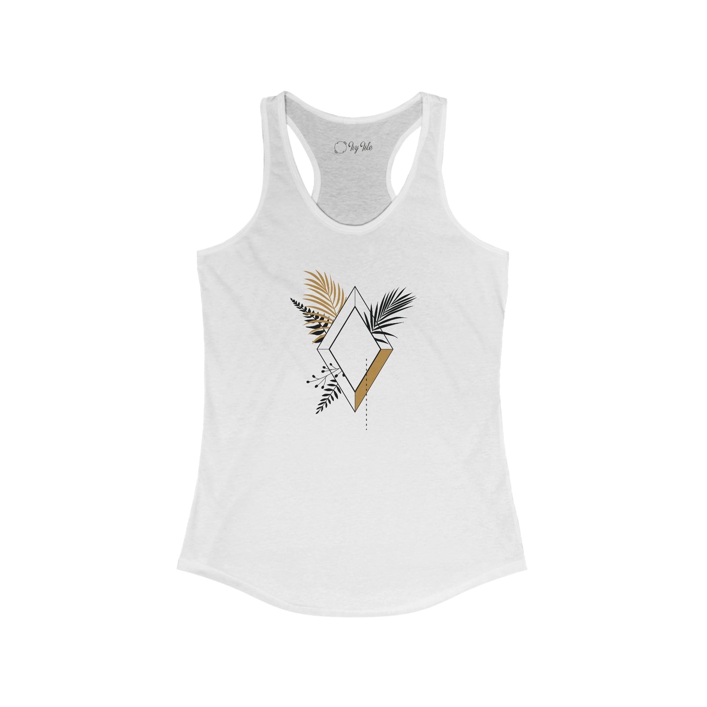 Black and Gold Leafy Diamond Racerback Tank