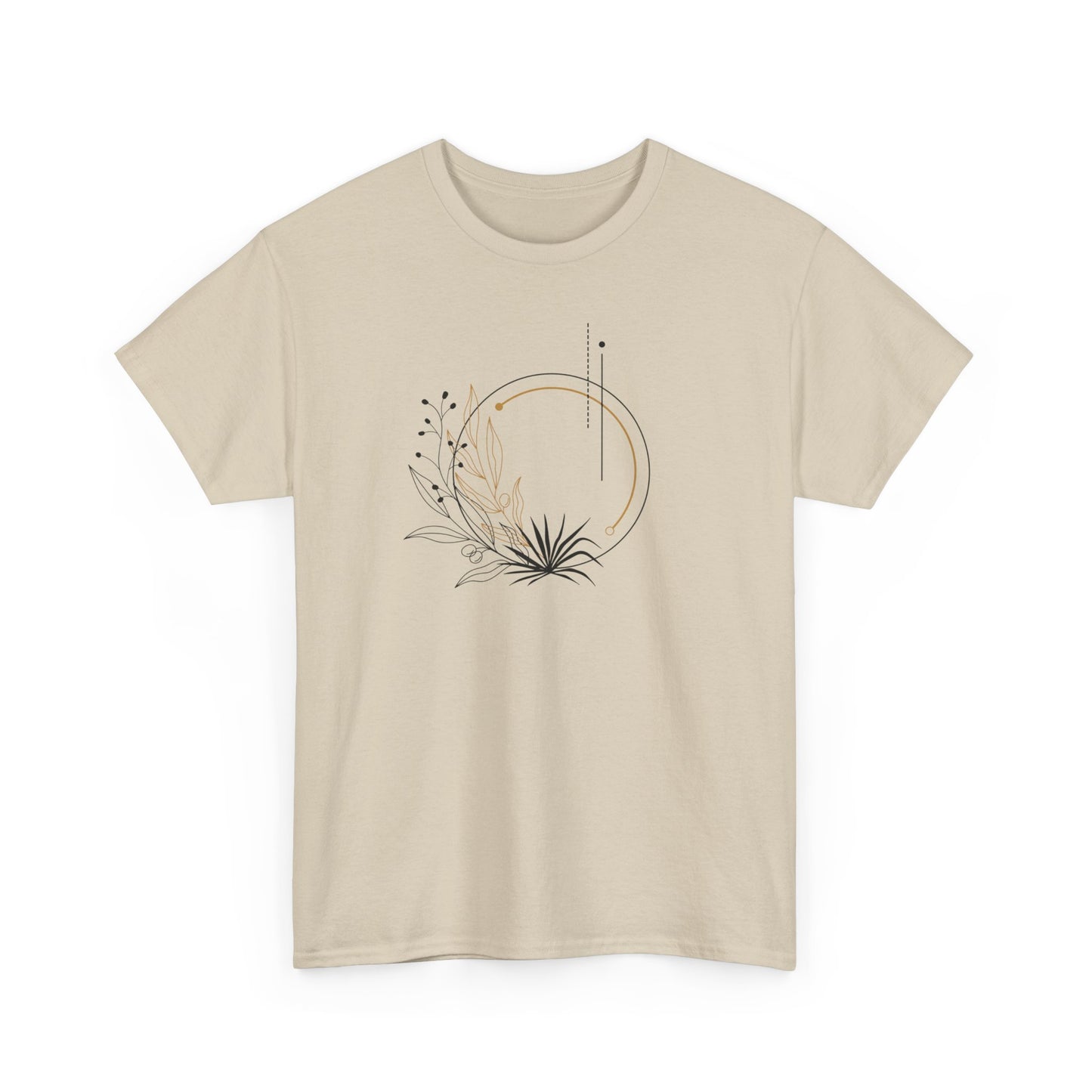Black and Gold Leafy Circle Short Sleeve Tee