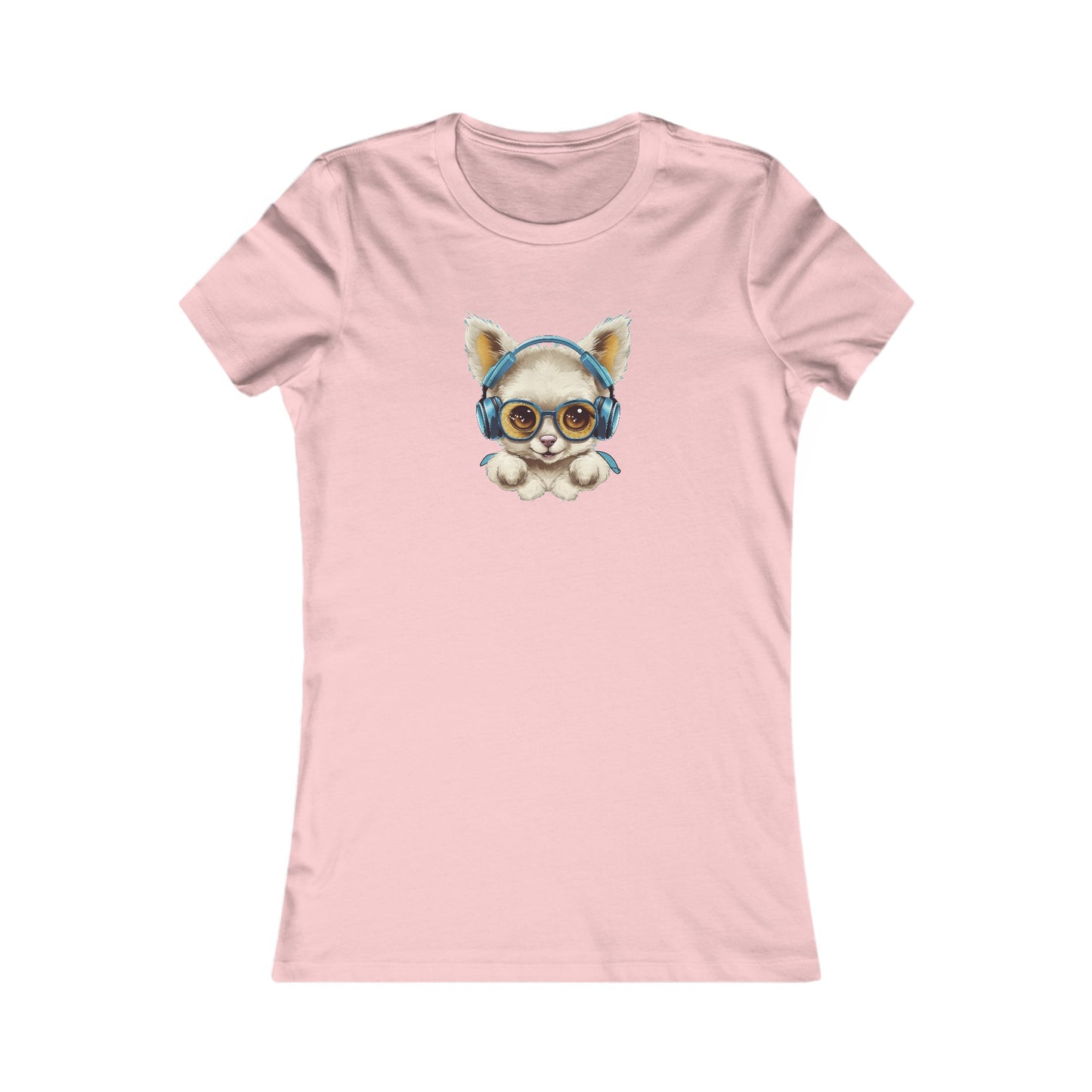 Puppy with Headphones Fitted Tee