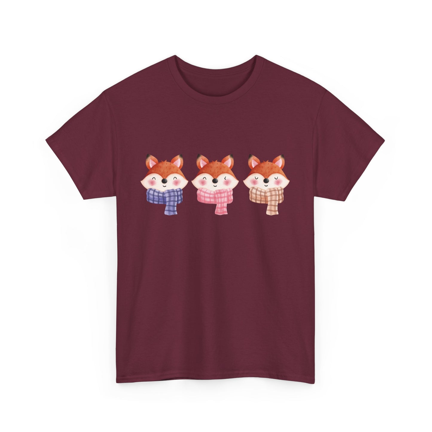 Cute Foxes in Scarves Short Sleeve Tee