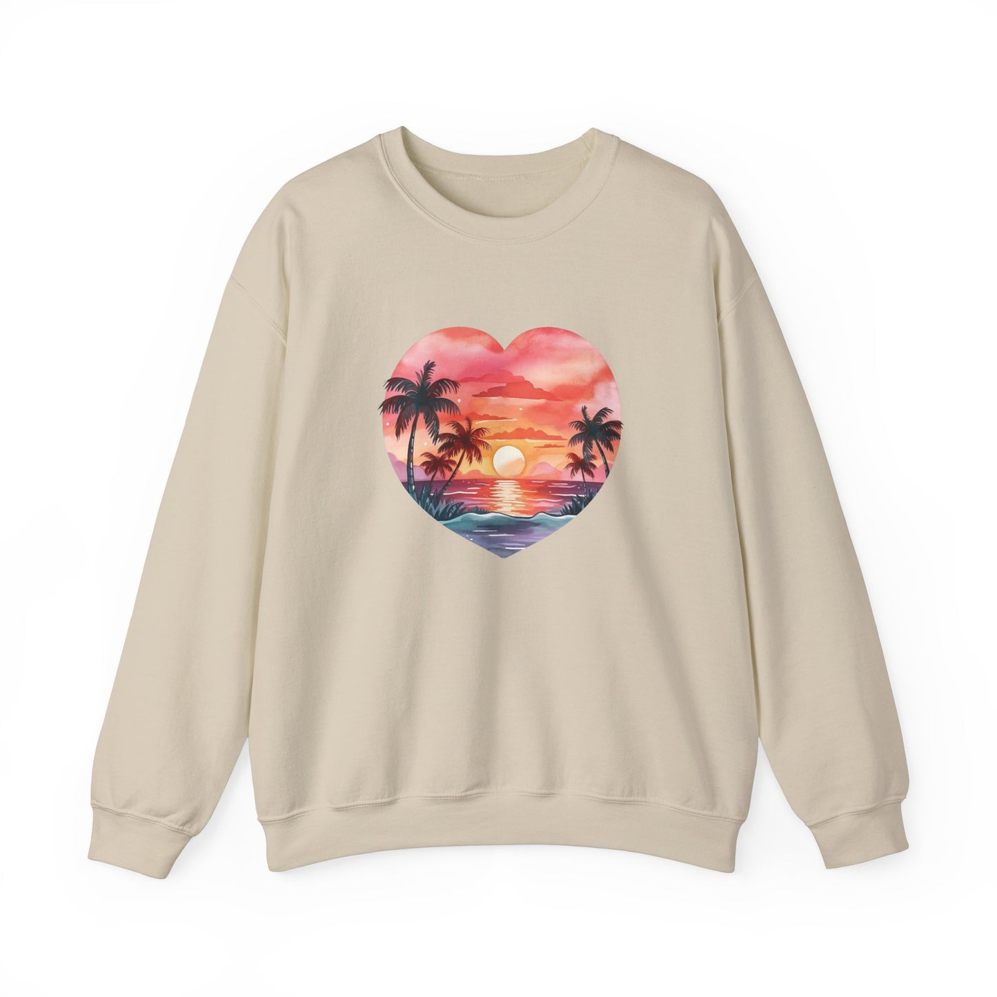 Retro Beach Sunset Heart Sweatshirt