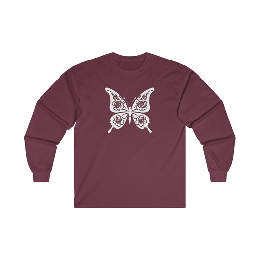 Butterfly with Roses Long Sleeve Tee