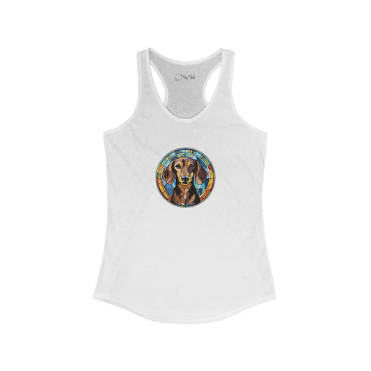 Stained Glass Dachshund Racerback Tank