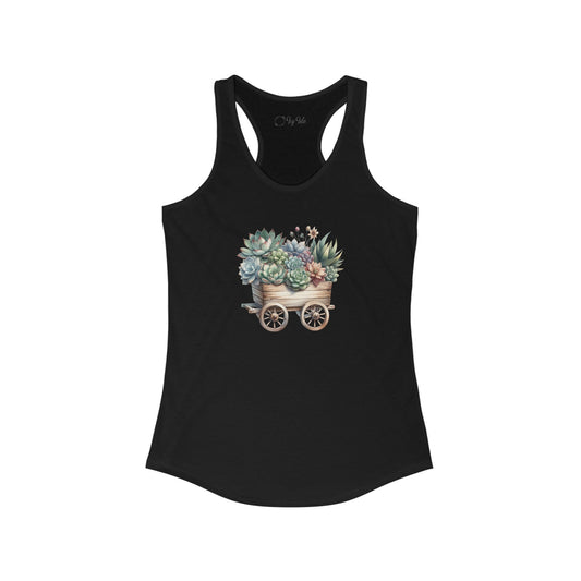 Succulent Wheelbarrow Racerback Tank