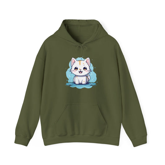 Cute Blue Cat Hooded Sweatshirt