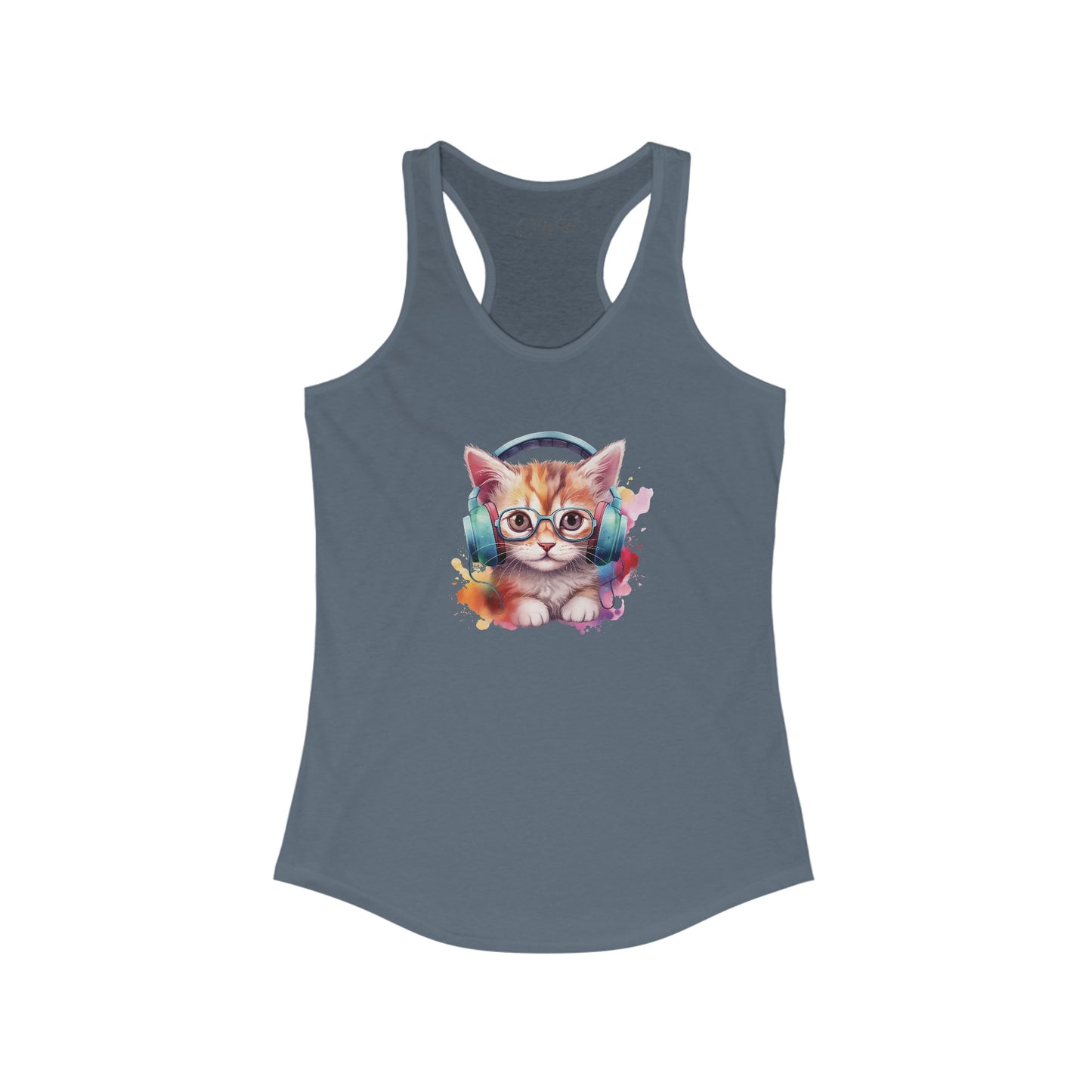 Cat with Headphones Racerback Tank