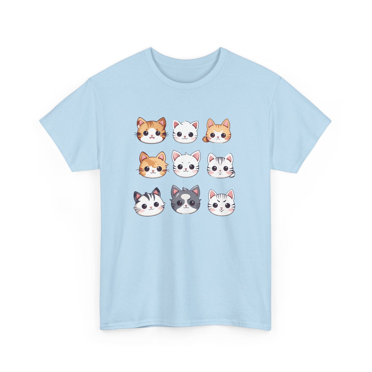 Cute Cat Faces Set Short Sleeve Tee