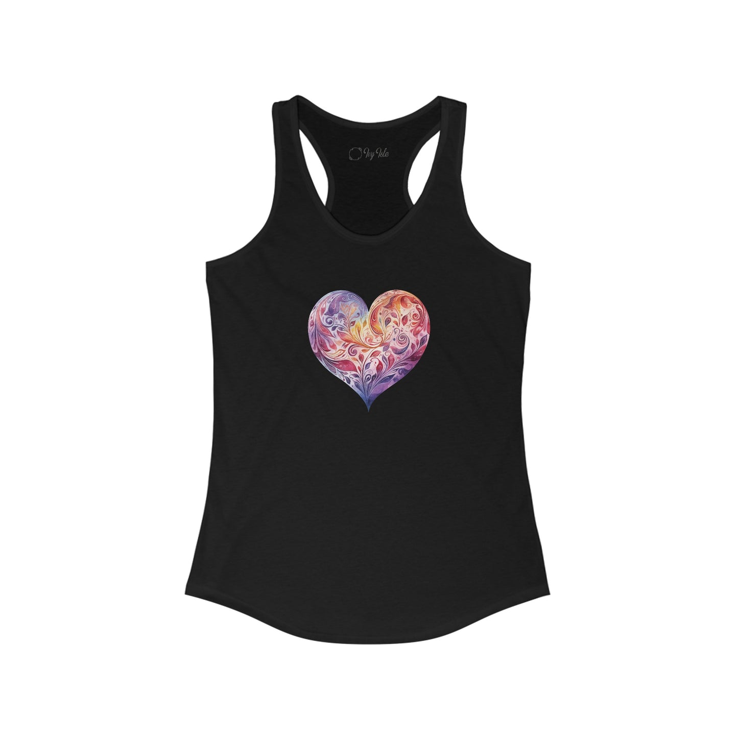 Watercolor Heart Racerback Tank 003