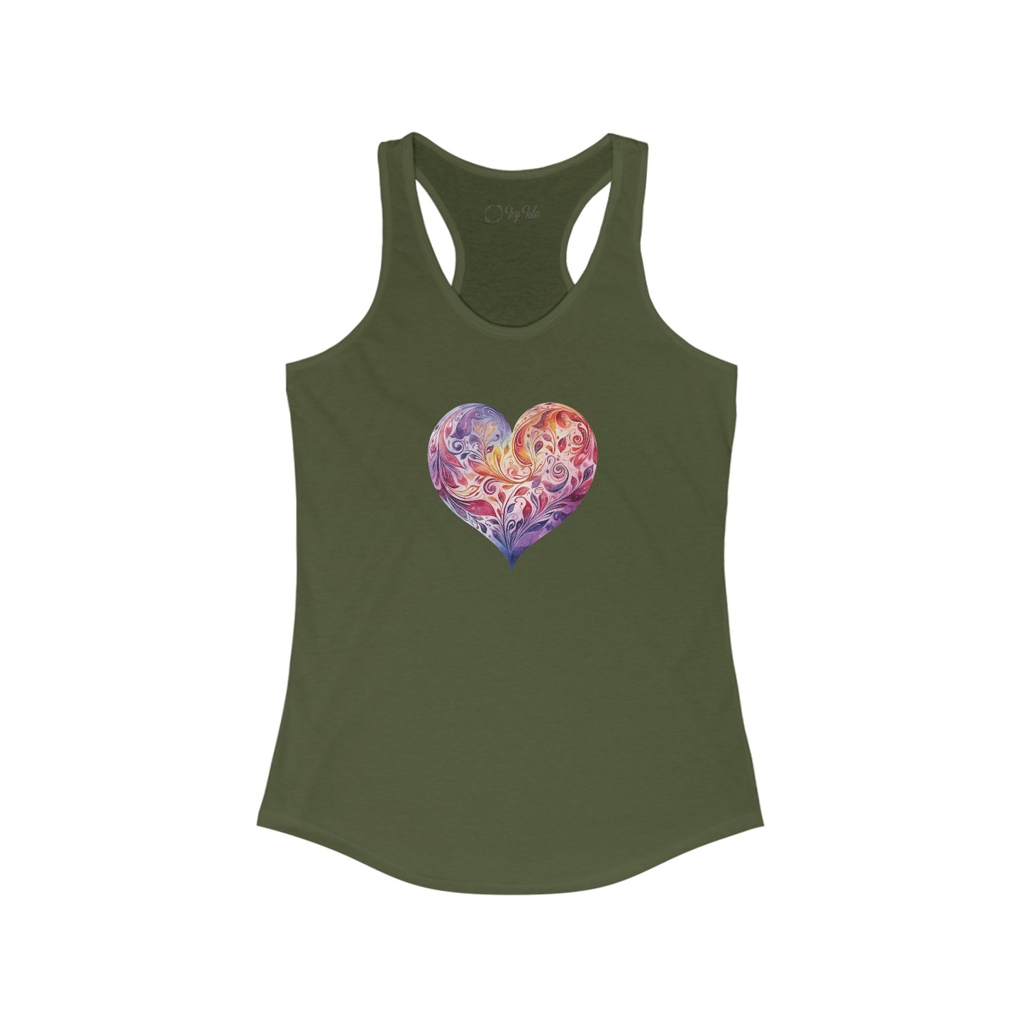 Watercolor Heart Racerback Tank 003