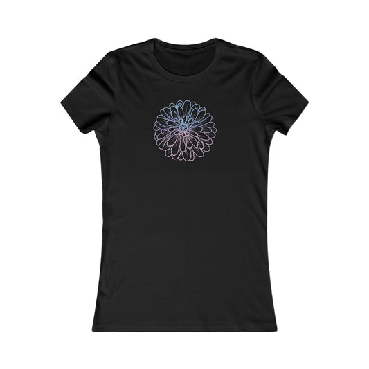 Colorful Flower Outline Fitted Tee